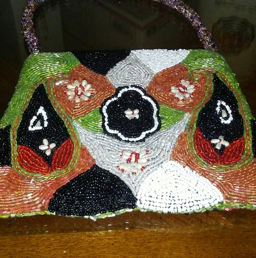 Abstract Design Beaded Bag